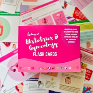 Más de 200 tarjetas didácticas de ecografía de obstetricia y ginecología / Preparación para el examen de ecografía de obstetricia y ginecología / Guía de estudio para estudiantes de ecografía / Regalo para ecografistas