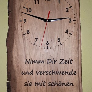 Wanduhr mit Spruch Eiche mit Baumkante und Rinde Etsy.de