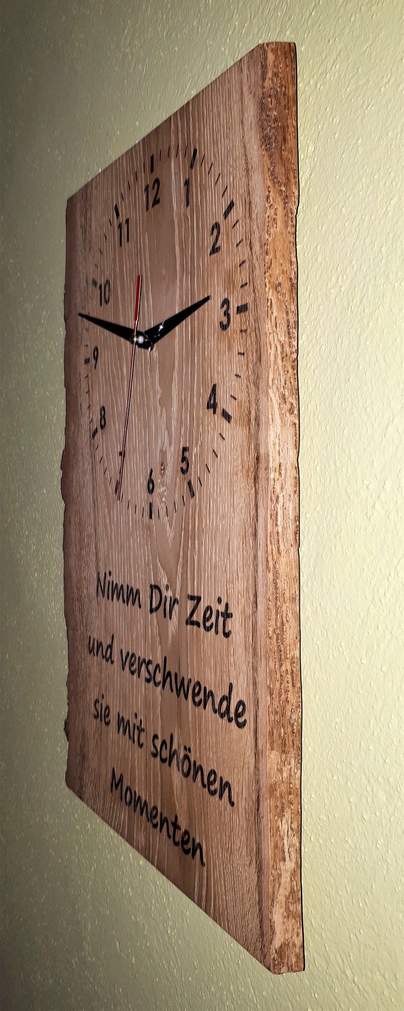 Wanduhr mit Spruch Eiche mit Baumkante und Rinde Etsy.de
