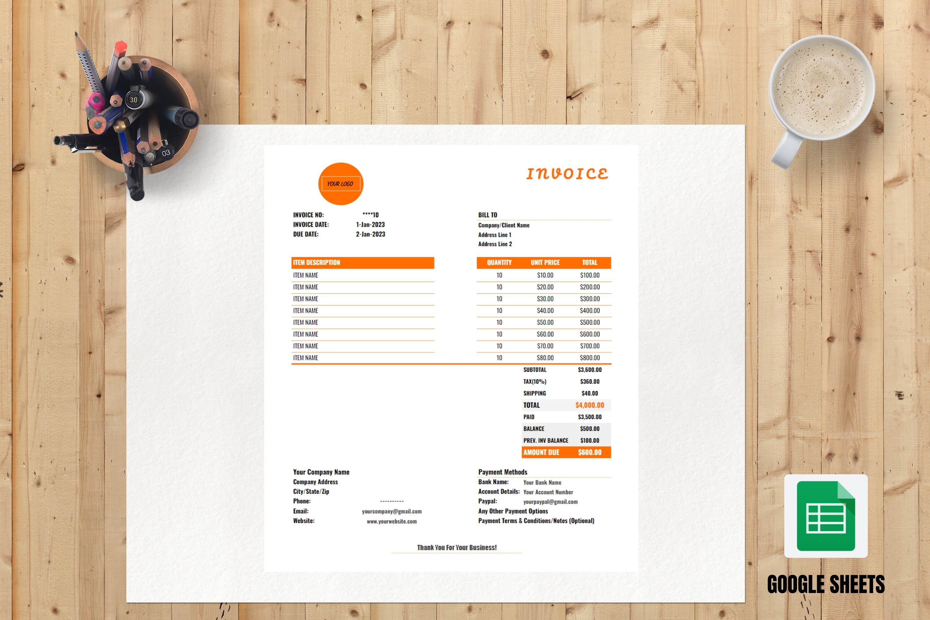 Google Sheets Invoice Template Invoice Tracker Business Invoice Google Sheets Invoice Template Invoice Tracker Business Invoice