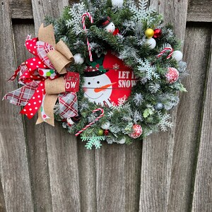 Christmas snowman wreath, Christmas front door wreath, Holiday snowman wreath, festive wreath, welcome snow wreath, farmhouse snowman,
