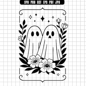 Ghosts Svg, Halloween Ghost Svg, Spooky Svg, Cute Ghost Cut File, Ghost Clipart, Ghost Silhouette, Instant Download