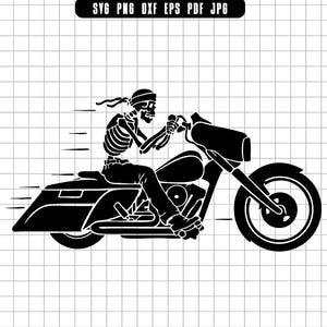 Skeleton Riding Motorcycle Svg, Biker Skull Gothic Motorcycle Rider Halloween Artwork