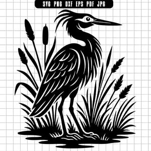Heron Svg, Wetland Bird Svg, Nature Bird Svg, Wildlife Svg, Lake Bird Svg, Marsh Svg, Bird Clipart, Cut File