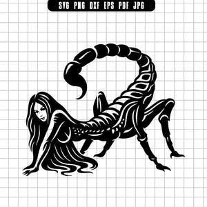 Svg femme Scorpion, zodiaque Scorpion, Svg Scorpion fantastique, Svg Scorpion Sexy, Svg hybride tribal, des cliparts, fichier numérique