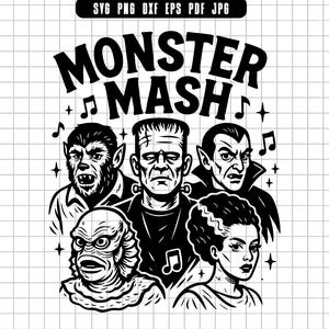 Monsters Svg, Monster Party Svg, Halloween Svg, Spooky Svg, Music Monsters Svg, Frankenstein Svg, Dracula Svg
