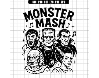 Monsters Svg, Monster Party Svg, Halloween Svg, Spooky Svg, Music Monsters Svg, Frankenstein Svg, Dracula Svg