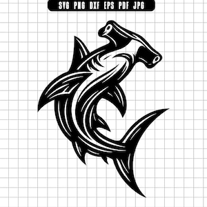 Hammerhead Shark Tribal Svg, Hammerhead Shark Silhouette Svg, Shark Clipart Svg, Cut File, Digital File, Instant Download