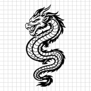 Dragon Svg, Chinese Dragon Svg, Mythical Creature Svg, Roaring Dragon Svg, Tattoo Dragon Svg, Cut File, PNG, DXF, Clipart, Vector