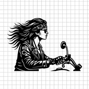 Biker Mädchen geschnitten Datei, Motorradfahrerin Clipart, Silhouette, Cricut, Instant Download