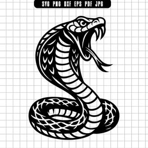 Cobra Svg, Snake Dxf, Cobra Png, Snake Cut File, Clipart, Digital File, Svg File, Silhouette, Instant Download