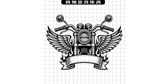 Motorcycle Svg, Winged Bike Svg, Biker Logo Svg, Motorcycle Clipart Svg, Biker Club Svg, Ride or Die Svg, Cut File Download