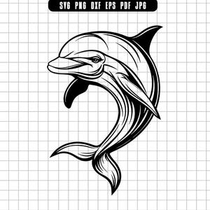 Dolphin Svg, Dolphin Png, Dolphin Dxf, Dolphin Eps, Dolphin Pdf, Dolphin Jpg, Dolphin Cut File, Clipart