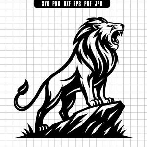 Roaring Lion Svg, Lion Standing Svg, King Lion Svg, Bold Lion Svg, Tribal Lion Svg, Jungle Animal Svg