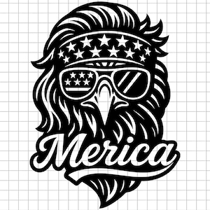 Merica Eagle Svg, Patriotic Eagle Svg, Usa Flag Svg, Eagle Sunglasses Svg, American Svg, 4th July Svg, Merica Svg Design