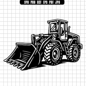 Loader Svg, Construction Vehicle Svg, Bulldozer Svg, Wheel Loader Svg, Heavy Equipment Svg, Loader Cut File, Svg Dxf Png Eps File