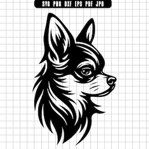 Chihuahua Svg, Chihuahua Portrait Svg, Small Dog Svg, Pet Head Svg, Chihuahua Clipart, Dog Silhouette Svg File