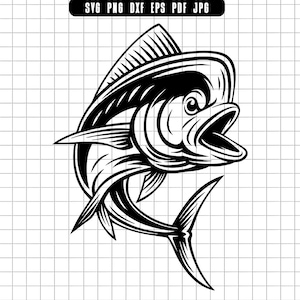 Fish Svg, Jumping Fish Svg, Fishing Svg, Bass Svg, Fish Cut File, Fish Clipart, Fish Silhouette, Angler Svg, Digital File