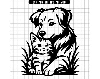 Hund und Katze Schmuck, Hund Schmuck, Katze Schmuck, Hund und Katze Png, Dxf, Eps, Pdf, Jpg, Cut File, Clipart