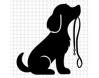 Perro con correa SVG, perro paseando SVG, mascota SVG, cachorro SVG, silueta de perro SVG, archivo SVG, DXF, PNG, archivo de corte, clipart, descarga instantánea