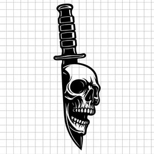 Knife Skull Svg, Skull Blade Svg, Knife Clipart Svg, Skull Knife Svg, Tattoo Svg, Horror Skull Svg, Svg Png Dxf Eps Cut File