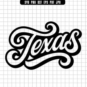 Name des US Bundesstaates Texas in Eleganter Schrift Typografie Dekorativer Schriftzug SVG Png Dxf Eps Pdf Jpg