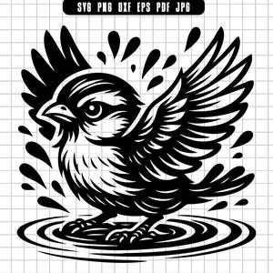 Bird Splash Svg, Bird Water Svg, Bird Clipart Svg, Bird Cut File Svg, Bird Silhouette Svg, Bird Vector Svg, Bird Png, Bird Dxf