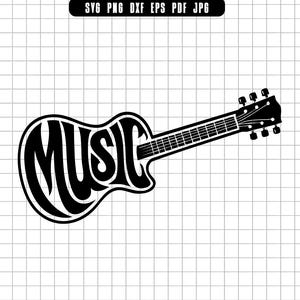 Music Guitar Svg, Music Guitar Clipart Svg, Acoustic Guitar Svg, Music Word Svg, Guitar Cut File Svg, Music Svg File