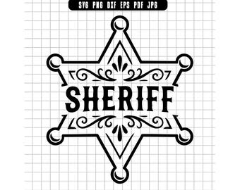 Sheriff Badge Svg, Western Star Svg, Law Enforcement Svg, Sheriff Star Svg, Cowboy Badge Svg, Wild West Svg, Cut File