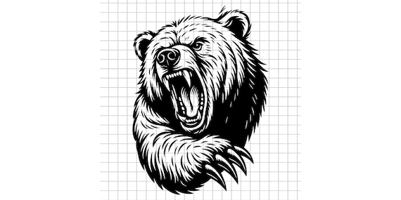 Roaring Bear Svg, Angry Bear Svg, Wild Grizzly Svg, Bear Attack Svg, Bear Face Silhouette Cut File