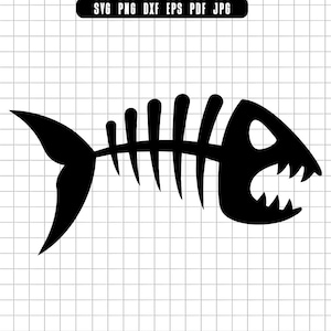Fish Skeleton Svg, Fish Bone Svg, Fish Skull Svg, Fish Png, Fish Dxf, Fish Clipart, Bone Fish Pdf, Fish Jpg, Fish Cut File