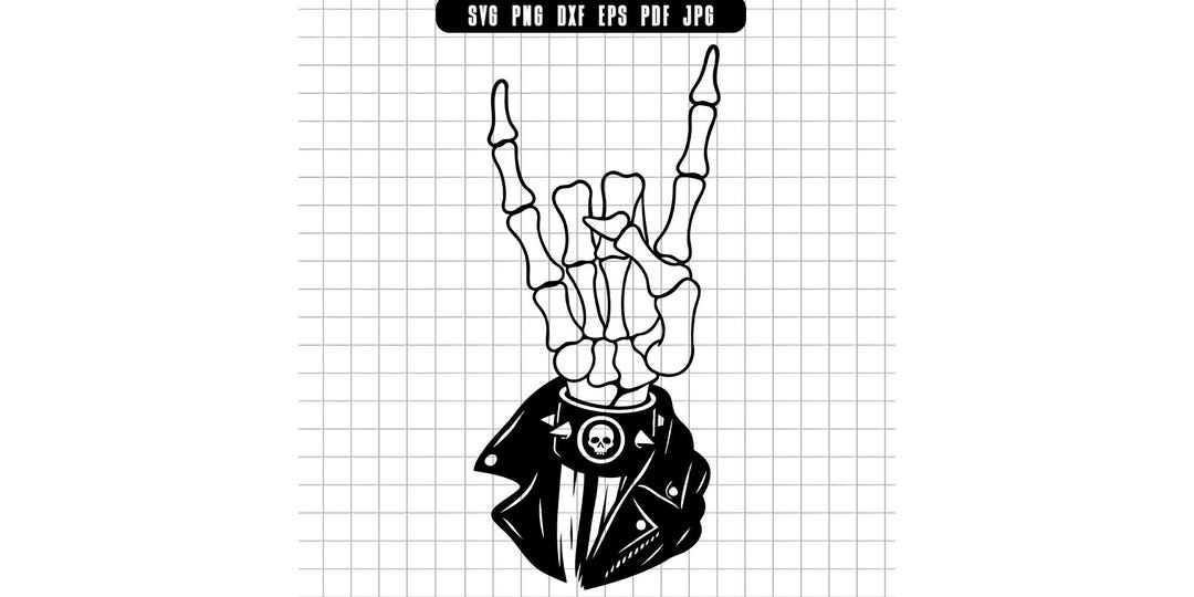 Skeleton Hand Rock Sign Svg, Rock on Svg, Skull Hand Svg, Rocker ...