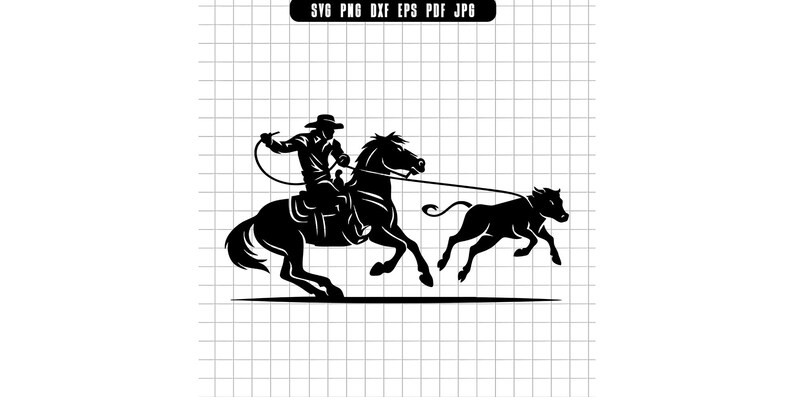 Cowboy Roping Cow Svg, Western Rodeo Svg, Horse Rider Svg, Cowboy Lasso ...