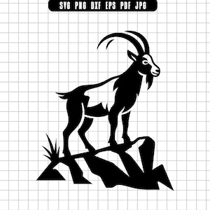 Mountain Goat Svg, Goat Svg, Wild Goat Svg, Goat on Rock Svg, Nature Svg, Alpine Goat Svg, Hiking Svg
