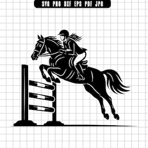 Horse Jump Svg, Equestrian Jump Svg, Girl Riding Horse Svg, Show Jumping Svg, Cut File, Clipart, Png, Dxf, Silhouette