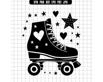 Roller Skate Svg, Retro Skate Svg, Heart Svg, Star Svg, Skating Svg, Roller Skate Clipart, Roller Skate Silhouette