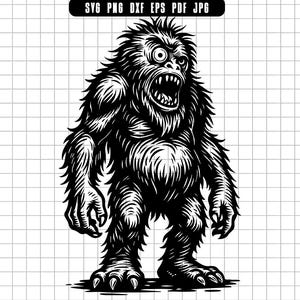Yeti Svg, Bigfoot Monster Svg, Hairy Beast Svg, Cryptid Clipart, Yeti Cut File, Svg Png Dxf Eps Pdf Jpg