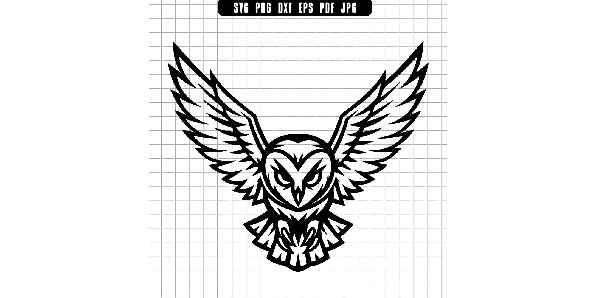 Owl Svg, Flying Owl Svg, Angry Owl Svg, Winged Owl Svg, Forest Bird Svg, Owl Cut File, Clipart, Silh