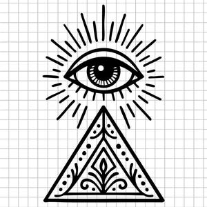All Seeing Eye SVG, Illuminati Triangle SVG, Mystic Eye Clipart, Esoteric Symbol SVG, Spiritual Cut File