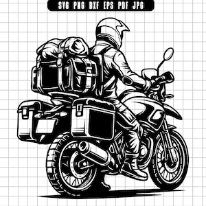 Motorcycle Rider Svg, Biker Travel Svg, Adventure Bike Svg, Motorcycle Svg, Rider Svg, Biker Svg, Travel Svg, Cut File, Clipart