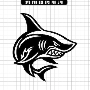 Shark Head Svg, Tribal Shark Svg, Ocean Predator Svg, Sea Svg, Tattoo Svg, Cut File, Digital Download