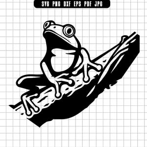 Frog Svg, Tree Frog Svg, Frog Clipart Svg, Frog Silhouette Svg, Branch Frog Svg, Frog Cut File, Amphibian Svg