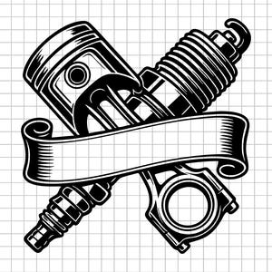 Engine Parts Svg, Piston Spark Plug Svg, Car Mechanic Svg, Wrench Banner Svg, Automotive Svg, Instant Download