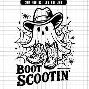 Ghost Cowboy Svg, Boot Scootin Svg, Western Ghost Svg, Halloween Svg, Cowboy Hat Svg, Ghost Cut File Svg