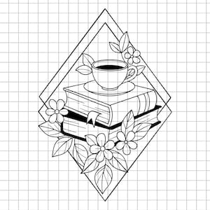 Books and Coffee Svg, Book Lover Svg, Coffee Cup Svg, Reading Time Svg, Cozy Book Svg, Floral Books Svg, Cut File