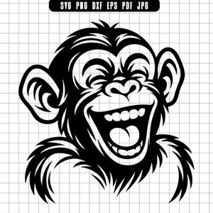 Laughing Monkey Svg, Laughing Monkey Face Svg, Monkey Head Svg, Animal Svg, Clipart, Cut File, Cricut, Digital File, Instant Download