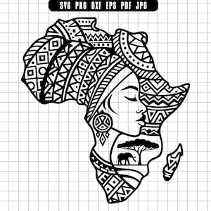 African Pattern Svg, Africa Woman Svg, Tribal Africa Svg, African Map Svg, Afro Svg File, Dxf Png Eps Pdf Jpg