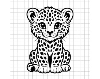 Gepardunge-svg, leopardsvg, gepardunge-svg, vildkattsvg, djursvg, djungelsvg, svg-fil, dxf, png, klippfil, clipart