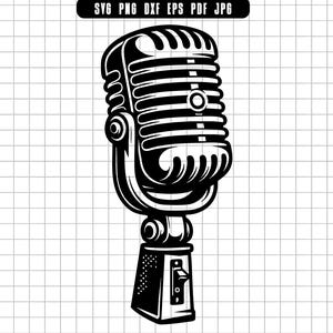 Vintage Microphone SVG, Retro Mic SVG, Radio Mic SVG, Music Clipart, Microphone Cut File, Svg File, Instant Download