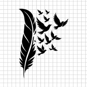 Feather to Birds Svg, Flying Birds Svg, Feather Silhouette Svg, Freedom Symbol Svg, Feather Cut File
